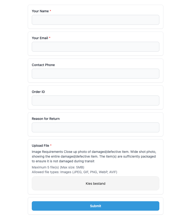 filedrop customer return form