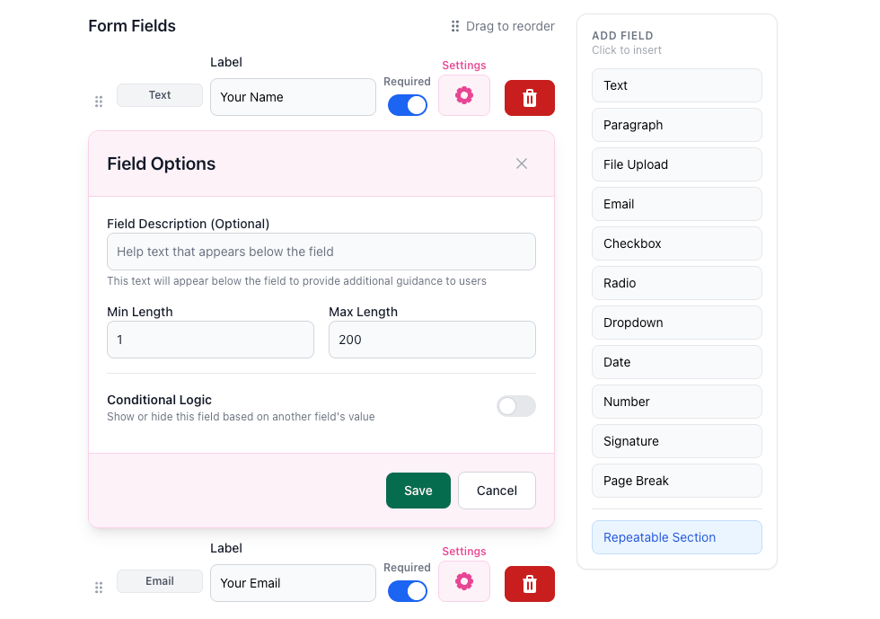 new form fields filedrop