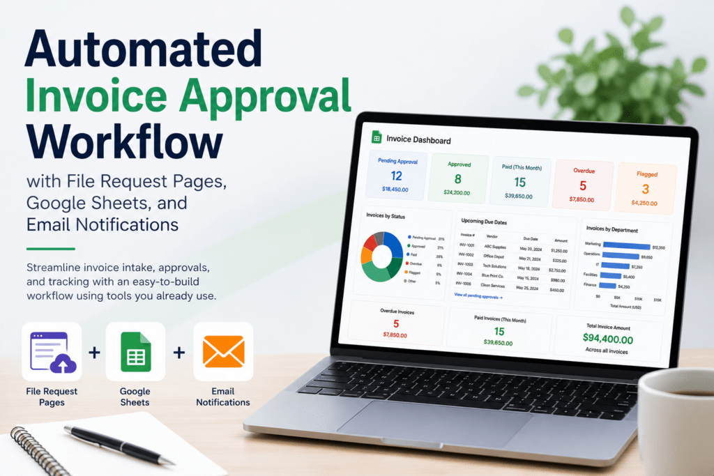 Automated Invoice Approval with FileDrop Automated Invoice Approval Workflow with File Request Pages, Google Sheets, and Email Notifications