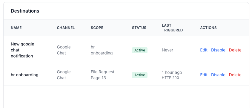Live notification settings