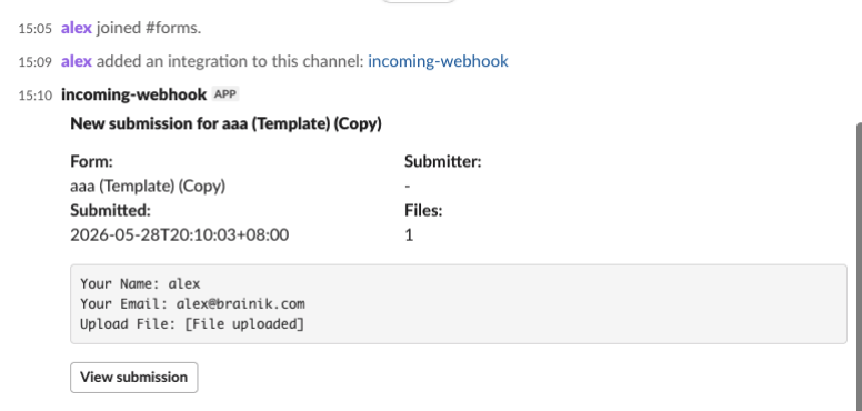 Slack submission result