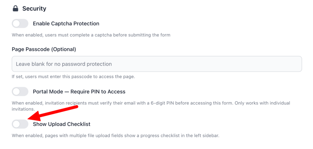 enable checklist filedrop file request