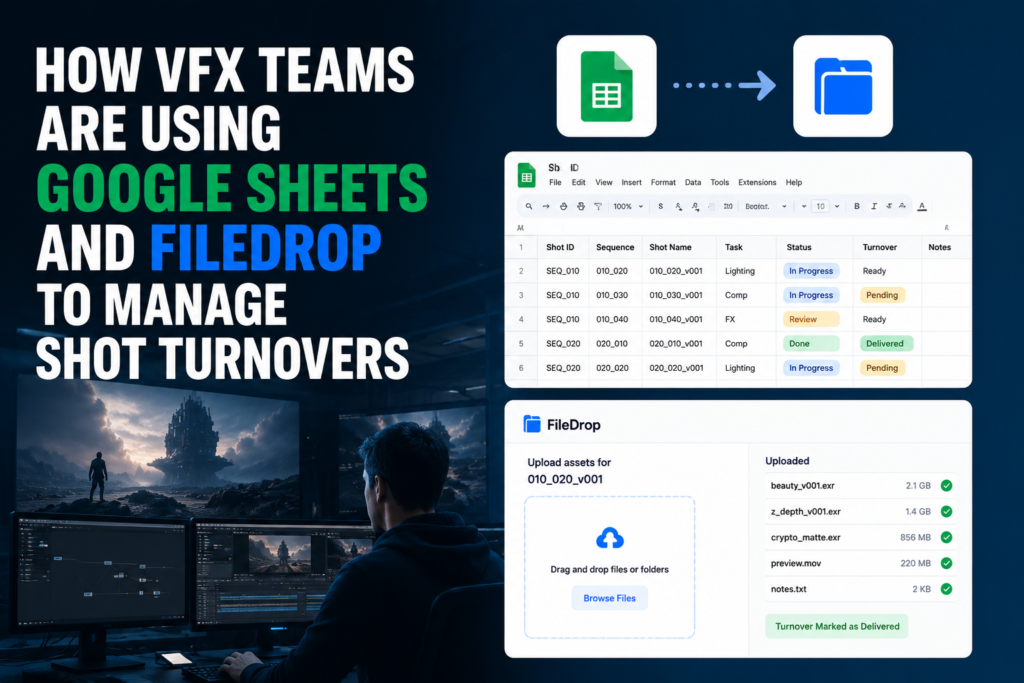 How VFX Teams Are Using Google Sheets and FileDrop to Manage Shot Turnovers How VFX Teams Are Using Google Sheets and FileDrop to Manage Shot Turnovers