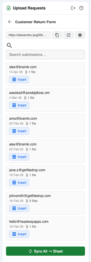 Upload Requests submissions