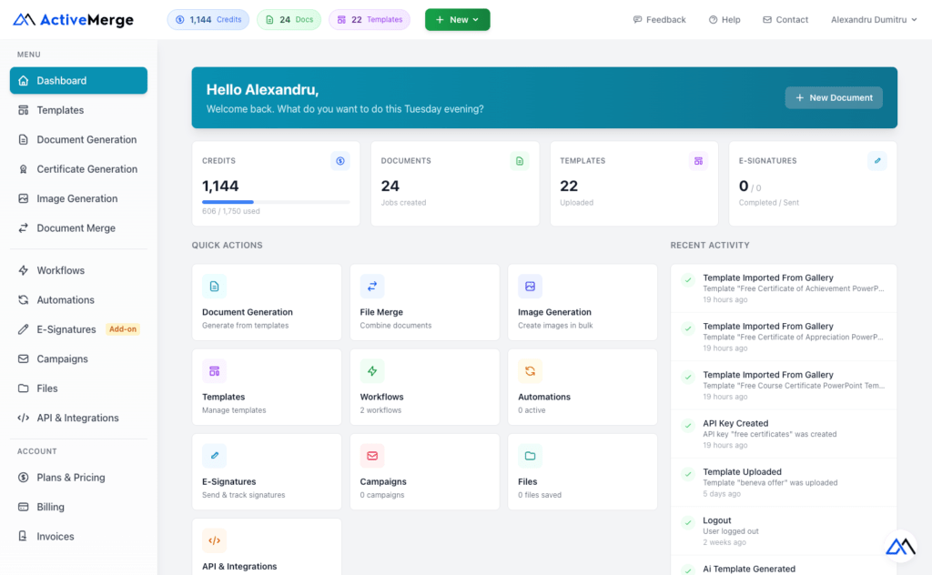 activemerge dashboard app