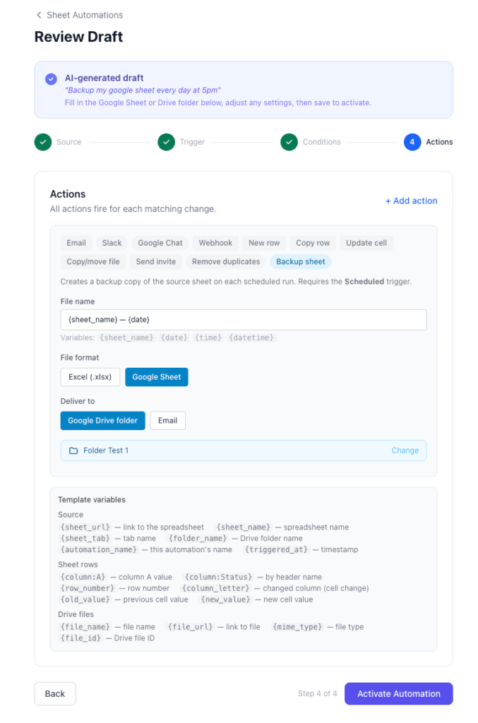 Sheets Backup Automation